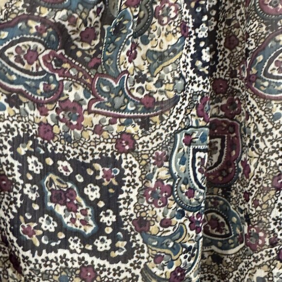 Roz & Ali 3xl Paisley Peasant Blouse EUC Boho Smocked Hem Workwear Versatile - Picture 5 of 6